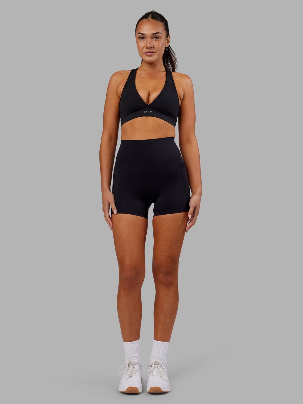 LSKD Black Elixir X-Short High-Waist Active Bike Shorts With Pockets 4.5” NWT